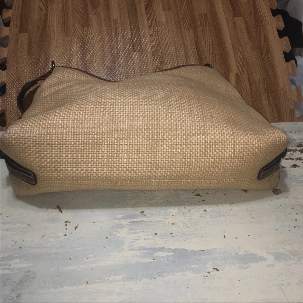 Fossil woven with leather trim hobo